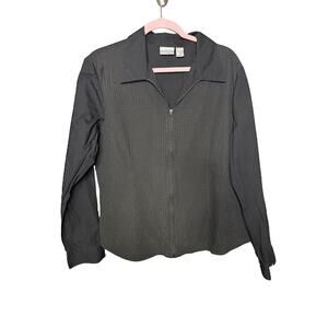 Chico's Zip Up Shacket Women's Size 3 (XL) Black Pleated Comfort Lightweight